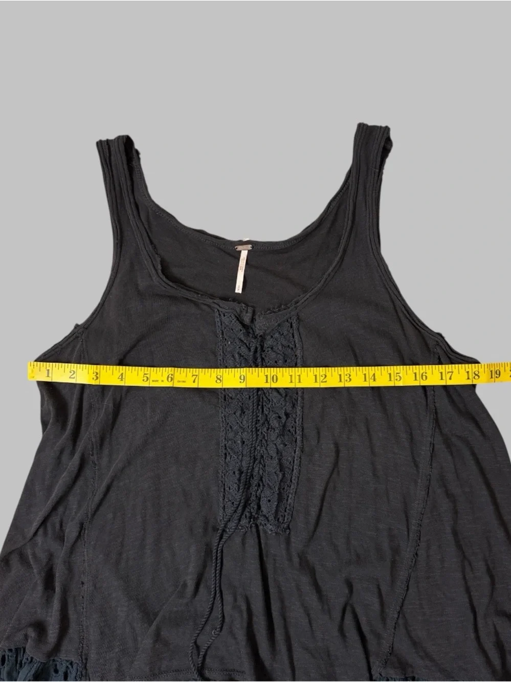 Free People Black Ruffle Tiered Tank Top